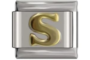 MON & SONS M&S A-Z Initial Letter Name Alphabet Gold Silver 9mm Italian Charm Compatible With Nomination Bracelet
