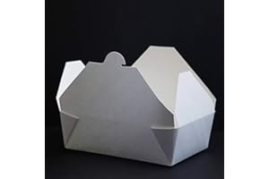STREETFOOD PACKAGING BIODEGRADABLE PACKAGING THAT FITS YOUR BUDGET 50 Pcs + 5 Extra - Takeaway Food Boxes No.8 [55pcs, 146oz 1324ml] Disposable Lunch Boxes - Biodegradable Takeaway Boxes - Eco friendly Leak-proof Cardboard White Food Containers for Events & Parties