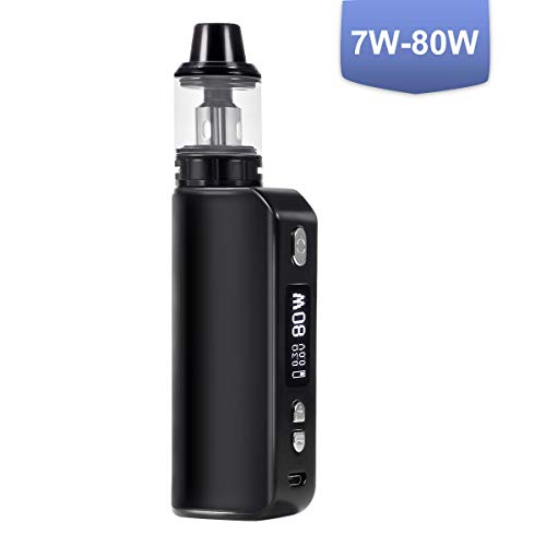 Cigarrillo Electronico, Voanio cachimba electronica 80W, cachimba electronica con batería recargable de mod de caja de 1700 mah y pantalla OLED con modo, Sin Nicotina y Sin E-líquido (Negro)