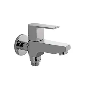 Aquieen 2 Way Bib Cock with Wall Flange Aura (Chrome Polished)