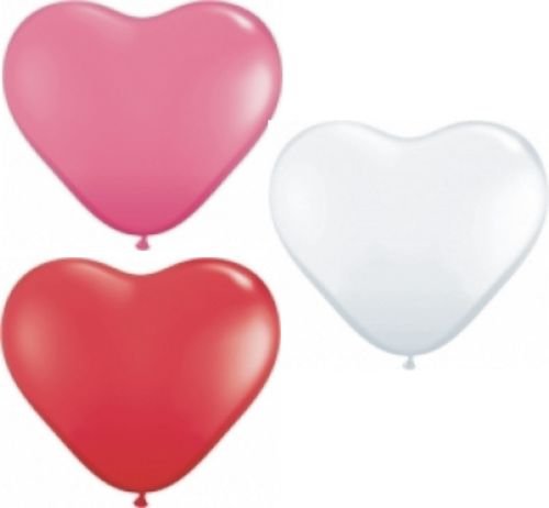 50 Herzballons, ca. 30 cm, rot/ pink & weiß gemischt