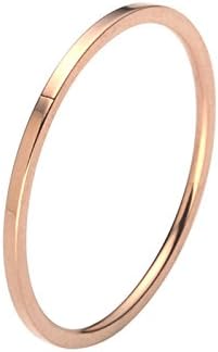 Jasmineees Jewellery Stainless Steel Womens Ring Round Shape Smooth Simple Style Anniversary Engagement Wedding Band Ring for Womens Ladies Rose Gold Size J 1/2