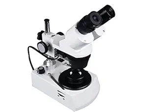 Radical 20x-40x Binocular Gemology Darkfield Stereo Microscope w Top Bottom Pole Type Height Adjustable Light Stand and Gem Clamps