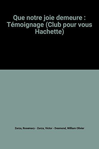 couverture de : Que ma joie demeure