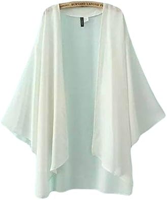KUTLIF Women Chiffon Loose Kimono Cardigan Solid Color Sheer See Through Bikini Cover Up Beach Blouse Top Summer Shirt
