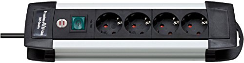 Doppelpack Brennenstuhl Premium-Alu-Line Steckdosenleiste 4-fach schwarz mit Schalter, 1391000014