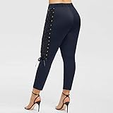 friendGG Fashion Damen Plus Size Lässige Feste Leggings Leggings Lässige Knöchellange Hose