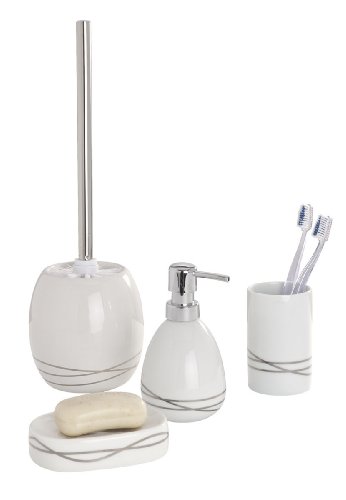 WENKO 20015100 Seifenspender Noa, Fassungsvermögen 0.35 L, Keramik, 9 x 15.4 x 8.5 cm, Weiß - 2