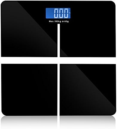 Body Weight Scales, LIFU Digital Personal Bathroom Slim Scales with Step-On Technology and Blue Backlight Display,180kg/400lb-Black Cross
