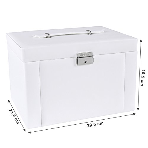 Songmics Schmuckkästchen Kosmetikkoffer mit 3 Schubladen Weiss 29,5 x 21,8 x 19,5 cm JBC04W - 6