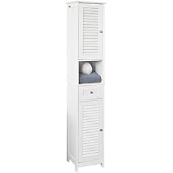 SoBuy FRG236-W Meuble Colonne de Salle de Bain Armoire haute Meuble rangement - L32cm x P30cm x H170cm -Blanc