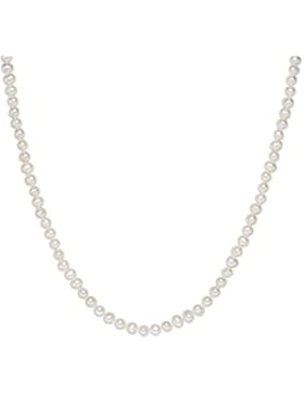 Valero Pearls Classic Collection Damen-Kette Hochwertige Süßwasser-Zuchtperlen in ca.  6 mm Oval weiß     120...