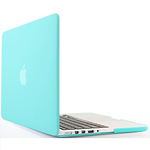 i-Buy Matte Gummierte Harte Schutzhülle Hülle für Apple Macbook Pro 13.3 Zoll mit Retina Display + Schutzfolie + Silikon Tastaturschutz + Anti-Staub-Stecker – Türkis - 3