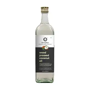 Anveshan Wood Pressed Coconut Oil - 1 Litre | Glass Bottle | Kolhu/ Kacchi Ghani/ Chekku | Natural | Chemical-Free | Cold Pressed Coconut Oil for Cooking.