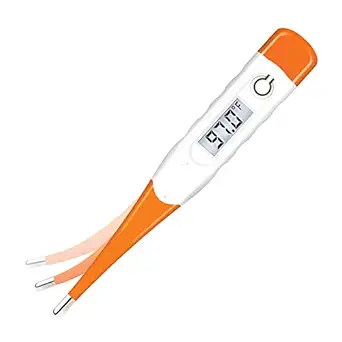PAXMAX Orange Flexible tip Waterproof digital thermometer - Oral & Underarm Temperature - Fahrenheit & Celsius.
