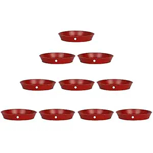 Kraft Seeds Planter Gamla Bottom Plate/Tray 6 Inches Diameter for Planters - Red, 10 Pieces