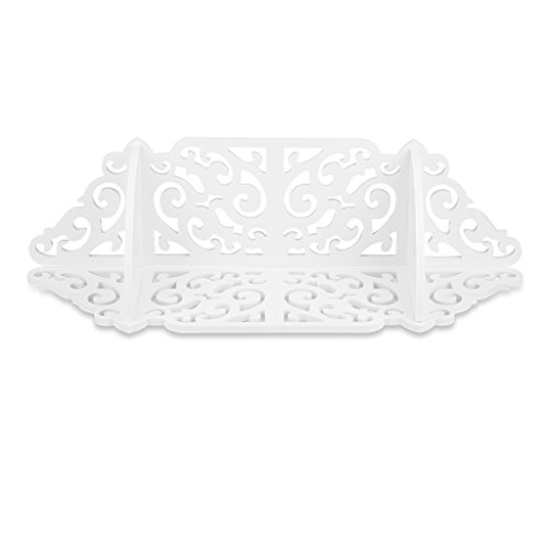 Finether weißes Wandregal Hängeregal Schweberegal kleines Deko Regal im Barock Stil für Wohnzimmer Badezimmer zur Aufbewahrung von Dekoartikel Toilettenartikel Fotorahmen aus WPC Wandmontage weiß 53 x 15 x 15 cm