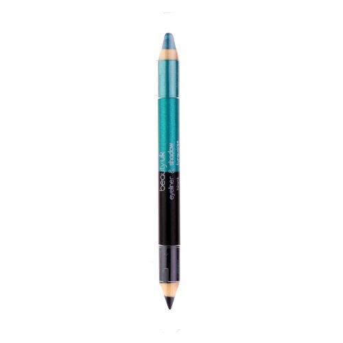 Beauty UK Jumbo Eyeliner Eyeshadow Pencil Pen Natural Smokey Eye Liner Shadow Metallic Shimmer Cosmetic Make Up Kit Set (Black & Turquoise)