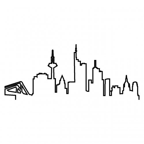 Kontur Frankfurt Skyline Silhouette Aufkleber in 8 Größen und 25 Farben (15x6,2cm schwarz)