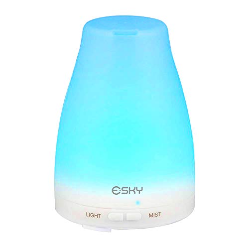 Esky H001 100 ml aroma humidificador ultrasonidos LED difusor de aceite esencial fumígenas, 7 que cambia de colour, ambientador para casa, yoga, Spa, dormitorio, cuarto de los niños