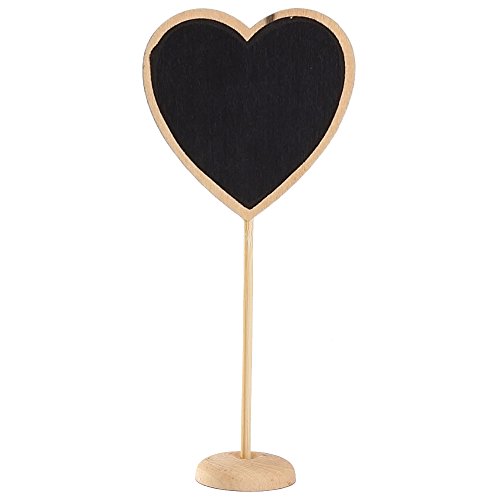 10 Stk Mini Holz Tafel Chalkboard Staffelei mit Ständer und robust Dicke Basis Herzform - 2