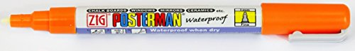 Zig Kuretake Posterman Orange Fine (1mm) Nib Tip Liquid Chalk Marker Pens Waterproof Blackboard Whiteboard Outdoor Glass Metal Plastic Wood Paper Illumi Board (Pack of 1)