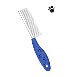 RvPaws Stainless Metal Flea Comb for Pets Grooming Comfortable to Use Dogs, Cats, Rabbit Fur Detangling Tool Flea and Tick Prevention for Animals (Single Side Comb)