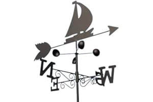 Garden Market Place Weathervane - BOAT steel weathervane with ground spike and wall fixing.