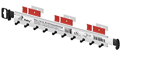 Haky Schlüsselleiste mit 6,7,8 oder 10 Haken inkl. passender Schlüsselanhänger (Schwarz, 10 Haken) - 2