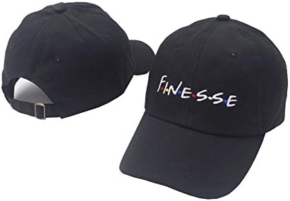 shengbin pzz Dad Hat Finesse 3D Letters Embroidered Baseball Cap Adjustable Snapback Unisex Black