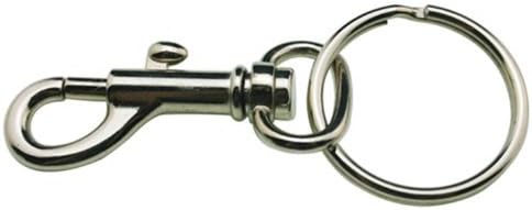 Chuzhao Wu Metal Silvery Lobster Clasp Round Swivel Eye Bolt Snap Hook With 1.1 Inches Key Ring(Pack Of 5)