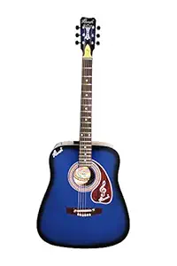 Hovner Jumbo Blue 6-String Right Hand Acoustic Semi-Electric Guitar with Bag and free 1 Set String, 2 picks.