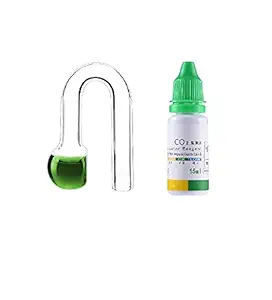 MR TRADERS CO2 Drop Checker Hanging Glass + Solution (Combo Pack) Suitable for up to 10mm Glass Thickness Aquariums