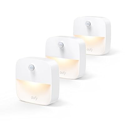Eufy [Pack de 3] Eufy Lumi Veilleuse - Lampe murale autocollante avec LED de couleur chaude, détecteur de mouvement, capteur de lumière, efficacité énergétique pour chambre, salle de bain, cuisine, etc.