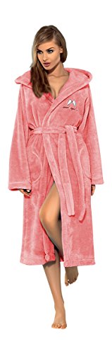 Women Luxury Soft Bath Robe Housecoat Dressing Gown Bathrobe Tie Belt and Hood, Size S M L XL