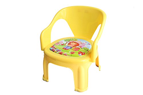 Toddlers Plastic Dining Chair With Cushion (Yellow)