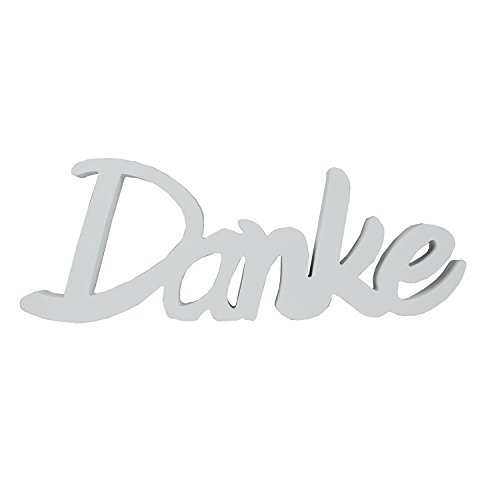 Wanddeko Danke weiß Holz 36x13cm Schriftzug Tischdeko Holzschrift Deko Wandbild