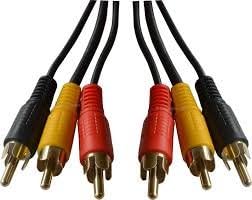 MHP® 1.2m Triple Phono to Triple Phono AV Cable 3 x RCA Male to 3 x RCA Male - Composite Video and Left + Right Audio Lead - VCR DVD Player to TV