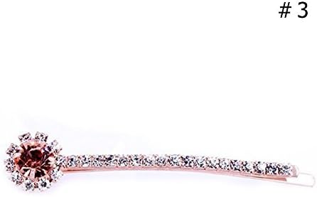 YOUBETTER Ladies Girls Diamante Crystal Clear Silver Tone Long Flower Hair Grip (3#)