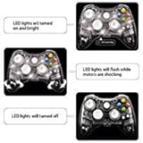  Xbox 360 Controller mit Kabel für Microsoft Xbox 360 / Windows PC (Windows 10/8.1/8/7) Dual Vibration, durchsichtig, Bunte LED-Lichter (verkabelt) Schwarz transparent, schwarz