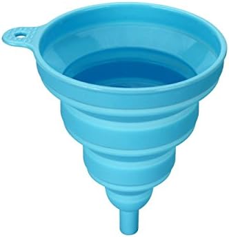 ROHANS Collapsible Retractable Funnel, 2 Pack, FDA Approved Silicone Folding Funnel for Liquid and Powder Transfer for easy pouring (Large, Light Bue)