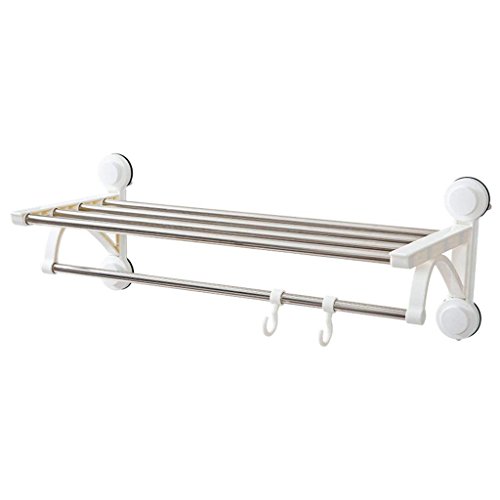 Preisvergleich Produktbild NAERFB Weiß Sauger mit 3M-Kleber Handtuchhalter Umweltfreundliche Sucker Handtuchhalter Doppel Stange Handtuchhalter mit Haken Badezimmer Regal Handtuchhalter