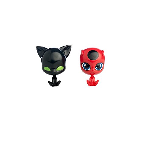 31GKT7JOGVL Bandai Miraculous Pack de 2 Poupées mannequin 26 cm-Ladybug et Chat, 39810, Rouge/Noir