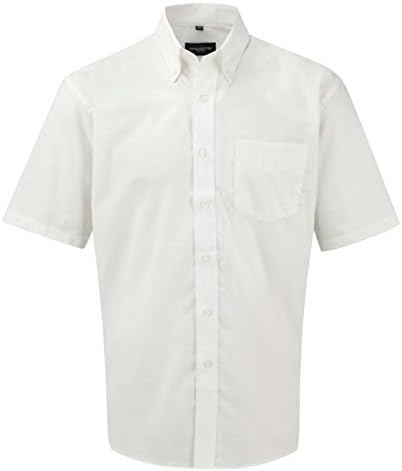 Russell Collection Mens Short Sleeve Easy Care Oxford Shirt