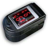 EvanmoreBlack Finger Pulse Oximeter Pocket Sized Oxygen and Heart Rate Monitor with Carry case, Lanyard, Full Instructions and 2 x AAA Batteries