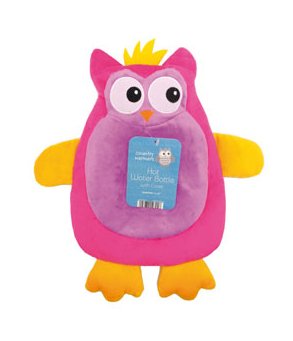 Hot Water Bottles With Owl Animal Style Covers, Pink