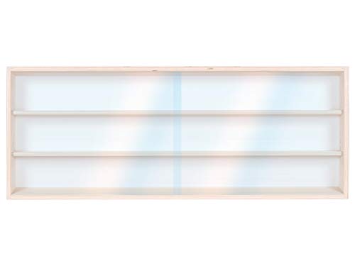 Alsino V60.3 Vetrina espositiva | 60 x 30 x 8,5 cm | in Legno di Betulla Non trattato | 3 Ripiani | 2 Ante plexiglass scorrevoli | Modellismo | Collezionismo | Scala N e H0