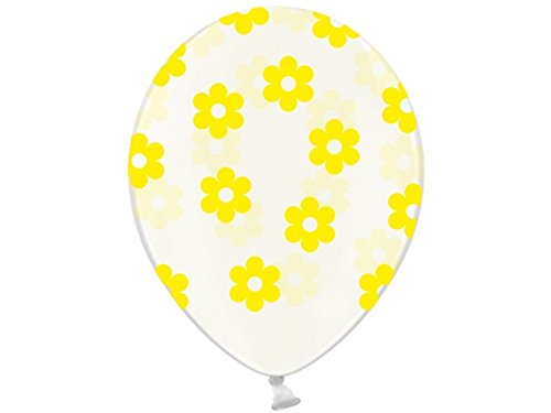 SiDeSo® 10 Luftballons klar mit Blumen Party Geburtstag Jahrestag Heliumgeeignet (gelb)