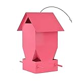 Mangeoire pour les oiseaux Récipient de nourriture de conducteur extérieur décoratif d'oiseau sauvage en métal rose approprié à la décoration à la maison de balcon de jardin Distributeur d'anneaux ali