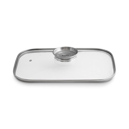 Aluguss Bräter 2 tlg. mit Glasdeckel und integriertem Aromaknopf (34 x 25,5 x 9,5 cm ) von K & G seit 1948 robuster Alugussbräter mit Dampfloch (6 l) antihaft / Teflon beschichtet - 4